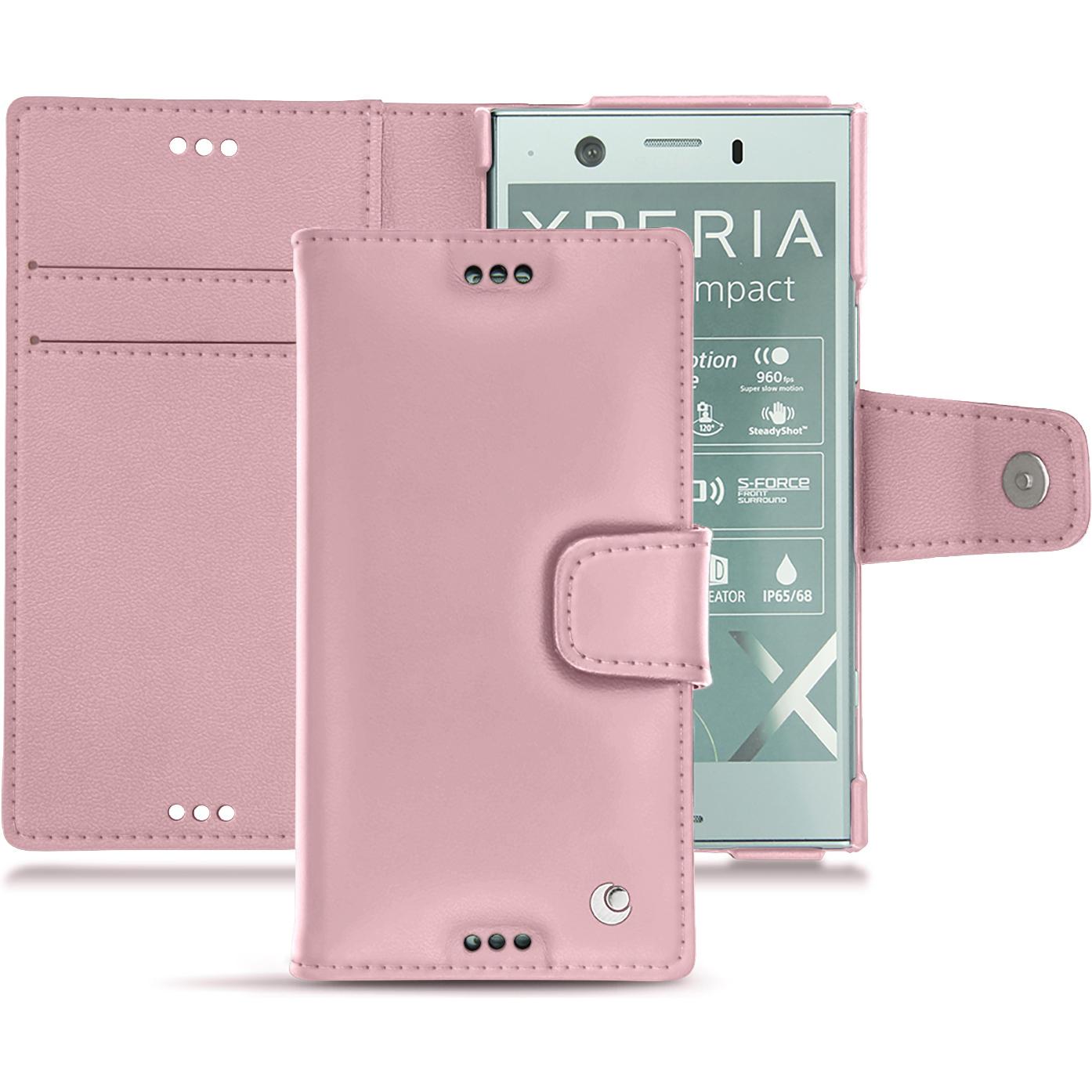Noreve Lederschutzhülle Wallet (Sony Xperia XZ1 Compact), Smartphone Hülle, Rosa
