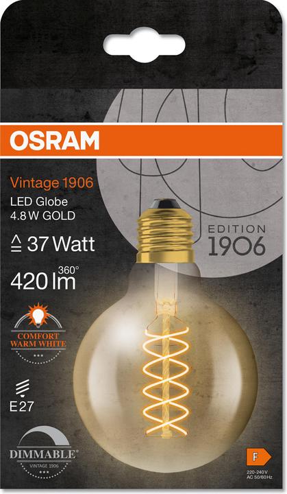 Actual product image Osram Vintage 1906 (E27, 4.80 W, 420 lm, 1 x, F)
