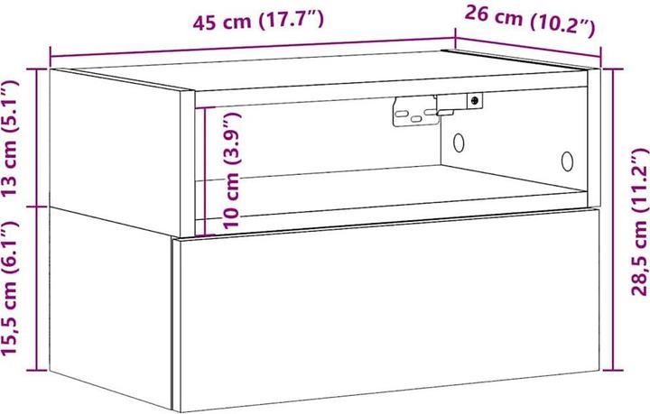 Immagine prodotto vidaXL Wand-Nachttisch (45 x 26 x 28.50 cm)