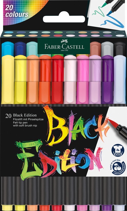 Produktbild Faber-Castell Brush Pen édition noire (Mehrfarbig, 20 x)