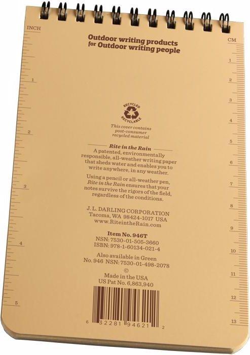 Image du produit Rite in the Rain 4 X 6 Carnet de notes tous temps 946T (Quadrillé, Couverture rigide)