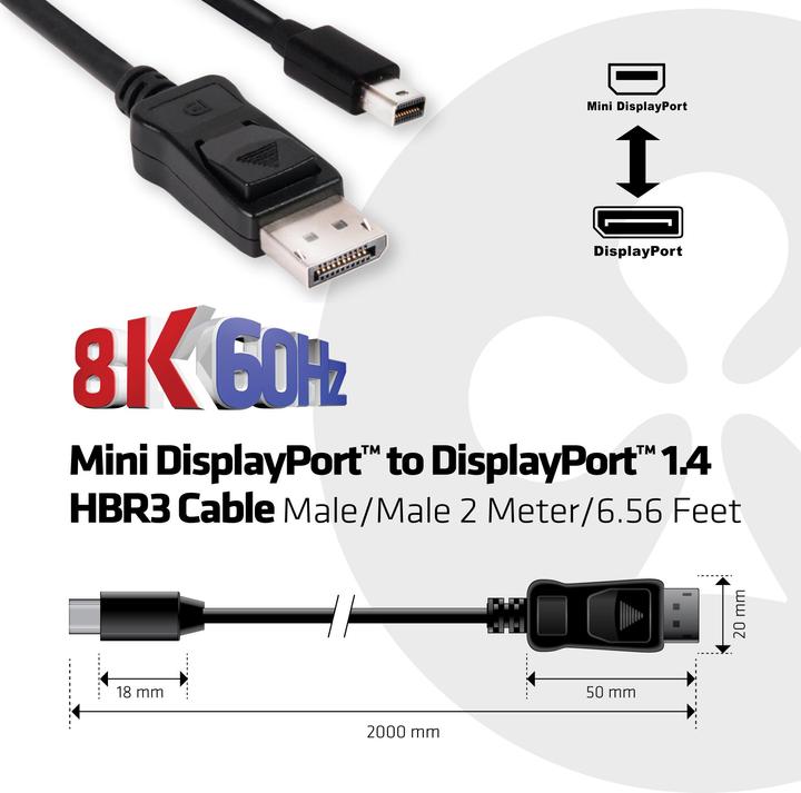 Produktbild Club 3D Mini DisplayPort — DisplayPort (2 m, DisplayPort, 1.4)