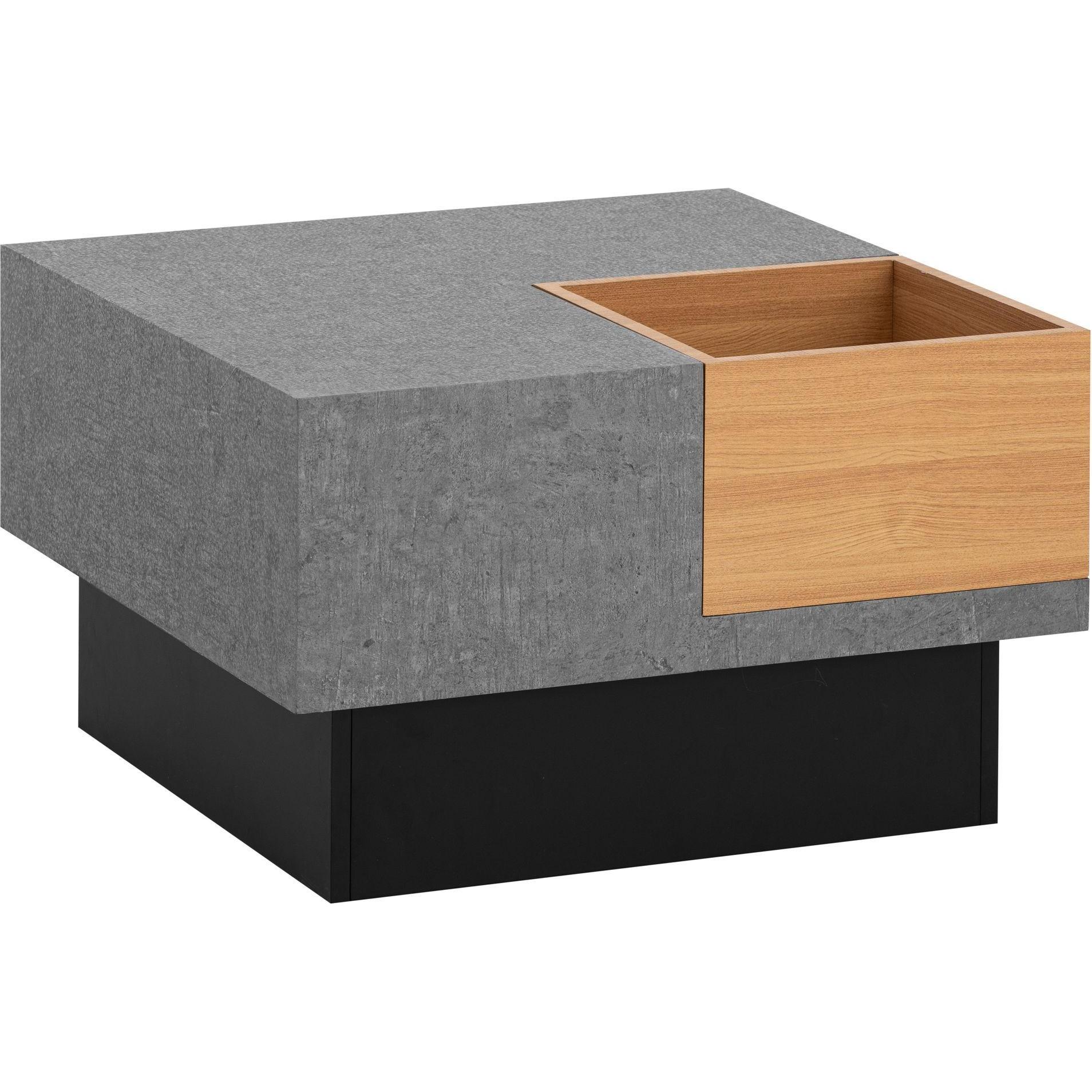 FineBuy, Couchtisch + Beistelltisch, Couchtisch Sofatisch Grau 65 cm Beton Optik Wohnzimmertisch Stauraum (65 x 65 cm)