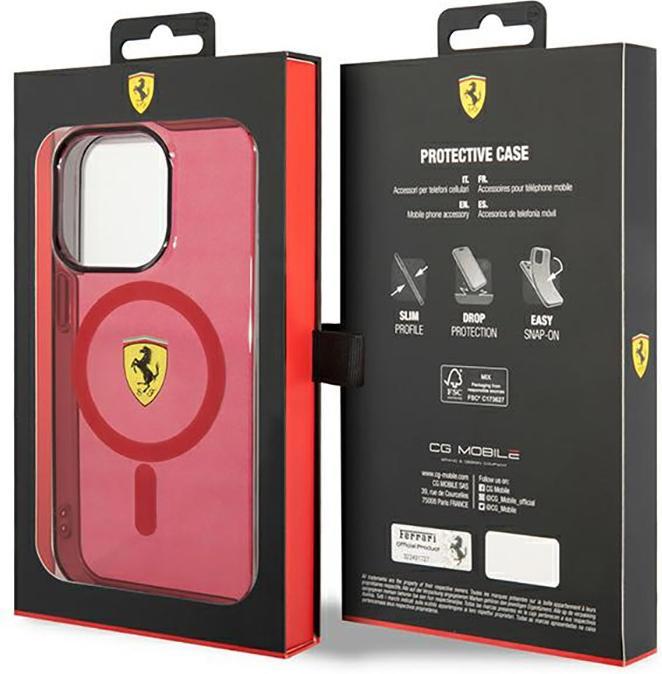 Actual product image Ferrari FEHMP14LUKR iPhone 14 Pro 6.1" red/red hardcase Translucent Magsafe (Apple iPhone 14 Pro)
