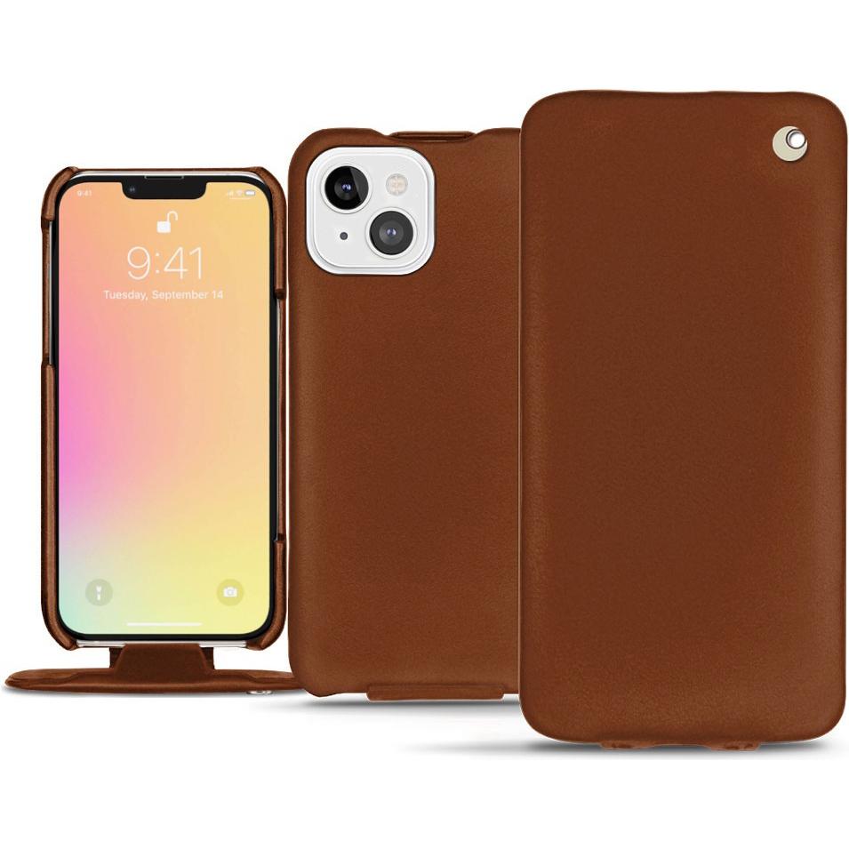 Noreve Lederschutzhülle vertikal (Apple iPhone 13), Smartphone Hülle, Braun