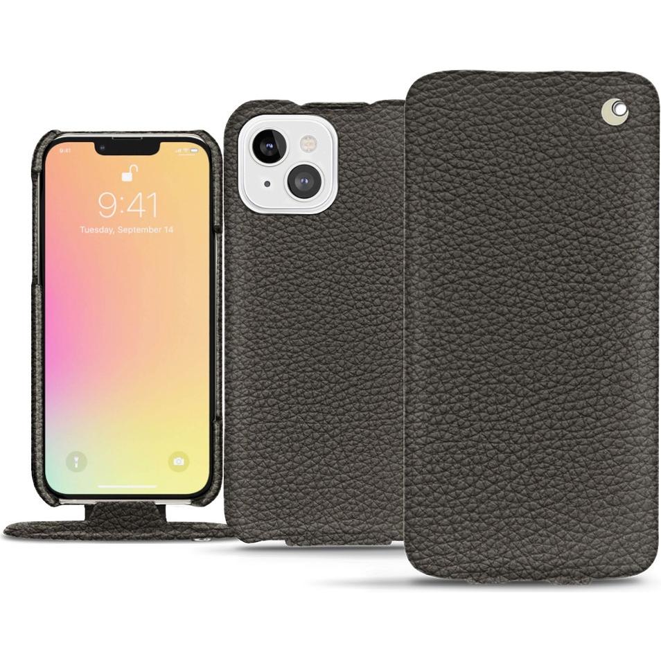 Noreve Lederschutzhülle vertikal (Apple iPhone 13), Smartphone Hülle, Grau