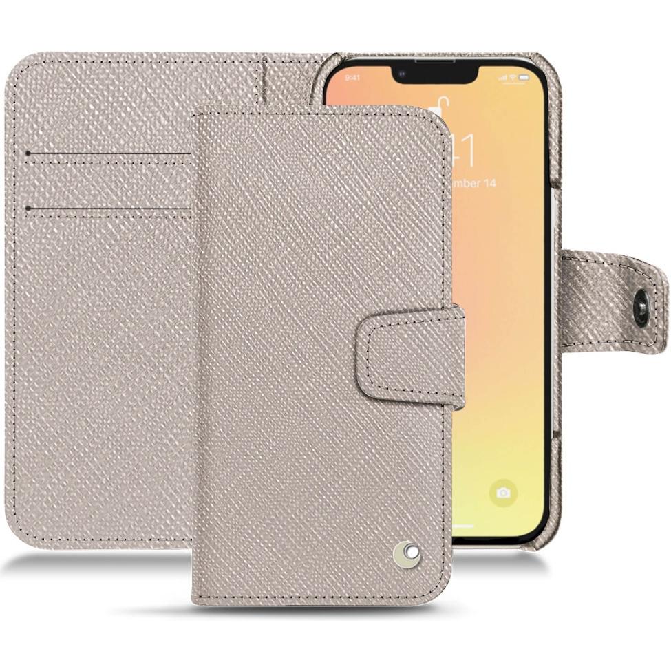 Noreve Lederschutzhülle Wallet (Apple iPhone 13 mini), Smartphone Hülle, Beige
