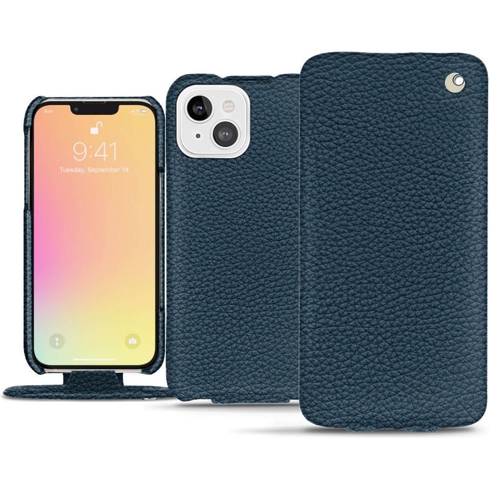 Noreve Lederschutzhülle vertikal (Apple iPhone 13 mini), Smartphone Hülle, Blau