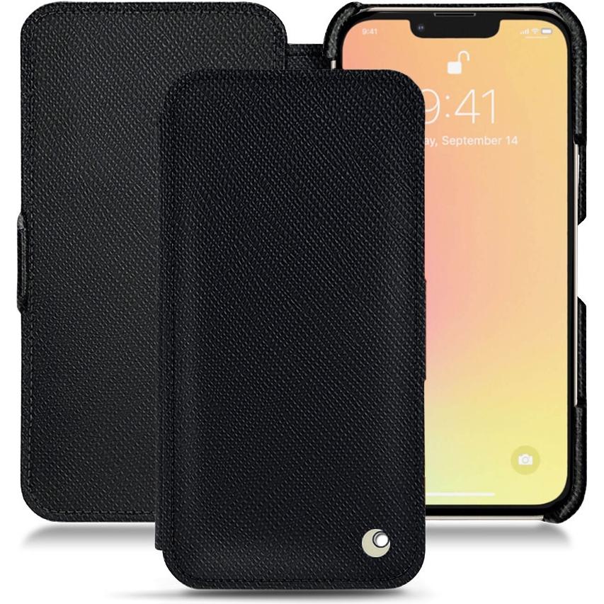 Noreve Lederschutzhülle horizontal (Apple iPhone 13), Smartphone Hülle, Schwarz
