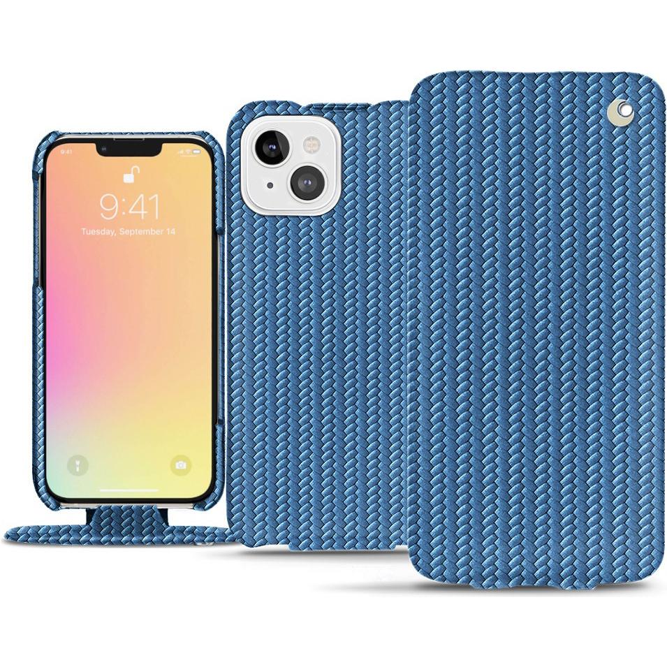 Noreve Lederschutzhülle vertikal (Apple iPhone 13), Smartphone Hülle, Blau