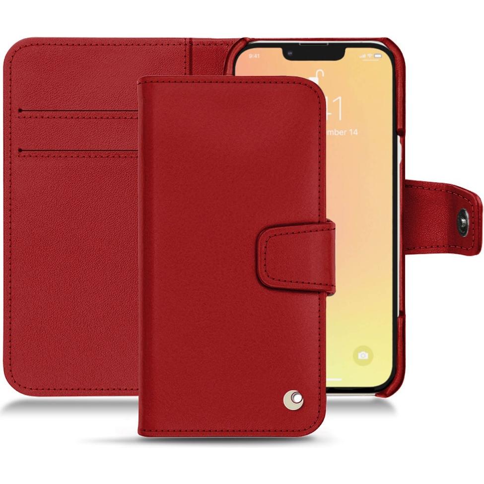 Noreve Lederschutzhülle Wallet (Apple iPhone 13 mini), Smartphone Hülle, Rot