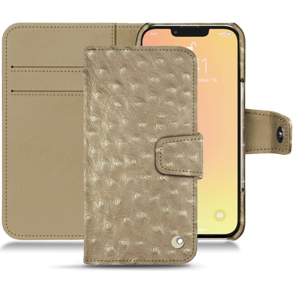 Noreve Lederschutzhülle Wallet (Apple iPhone 13 mini), Smartphone Hülle, Beige