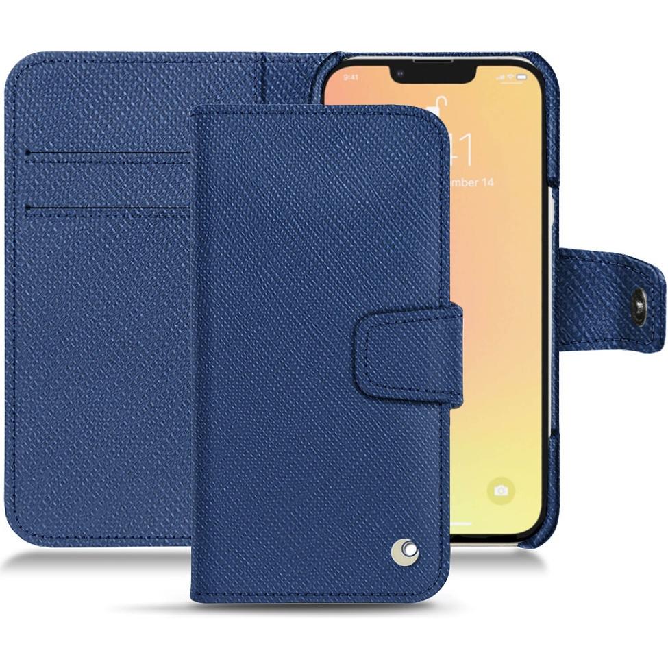 Noreve Lederschutzhülle Wallet (Apple iPhone 13 mini), Smartphone Hülle, Blau