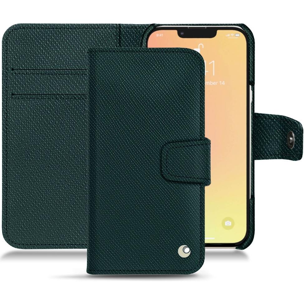 Noreve Lederschutzhülle Wallet (Apple iPhone 13 mini), Smartphone Hülle, Grün