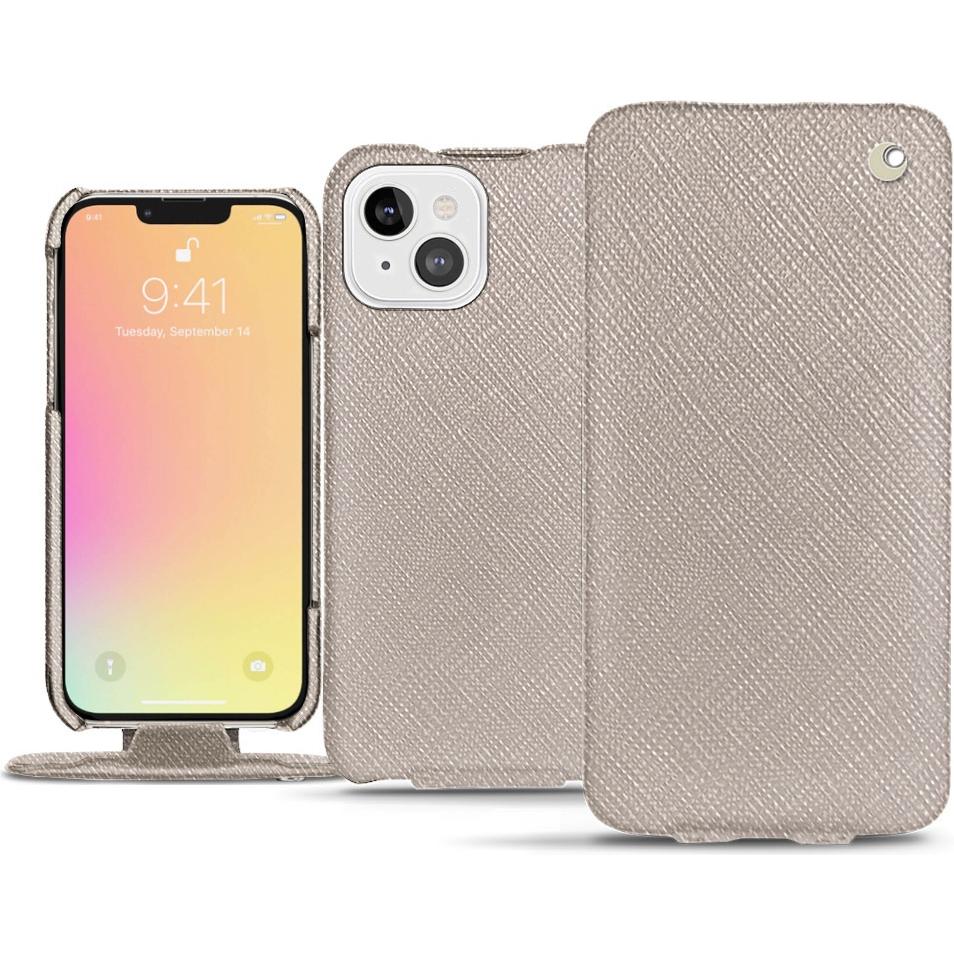 Noreve Lederschutzhülle vertikal (Apple iPhone 13 mini), Smartphone Hülle, Beige
