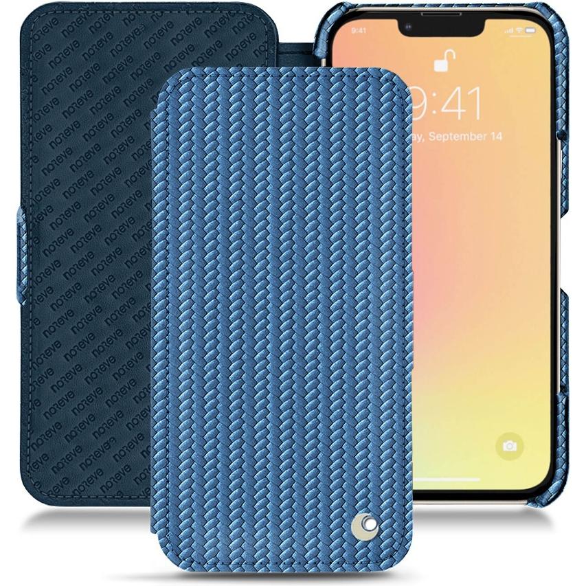 Noreve Lederschutzhülle horizontal (Apple iPhone 13), Smartphone Hülle, Blau