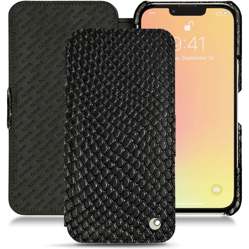 Noreve Lederschutzhülle horizontal (Apple iPhone 13), Smartphone Hülle, Schwarz