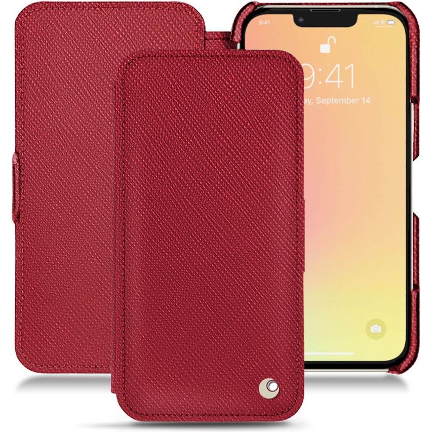 Noreve Lederschutzhülle horizontal (Apple iPhone 13), Smartphone Hülle, Rot