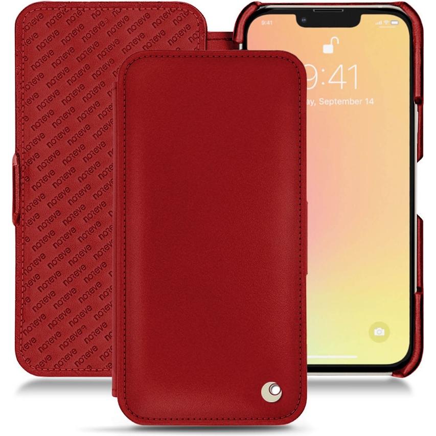 Noreve Lederschutzhülle horizontal (Apple iPhone 13 mini), Smartphone Hülle, Rot
