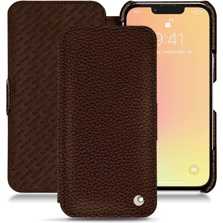 Noreve Lederschutzhülle horizontal (Apple iPhone 13 mini), Smartphone Hülle, Braun