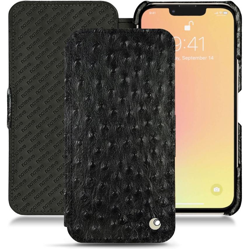 Noreve Lederschutzhülle horizontal (Apple iPhone 13 mini), Smartphone Hülle, Schwarz