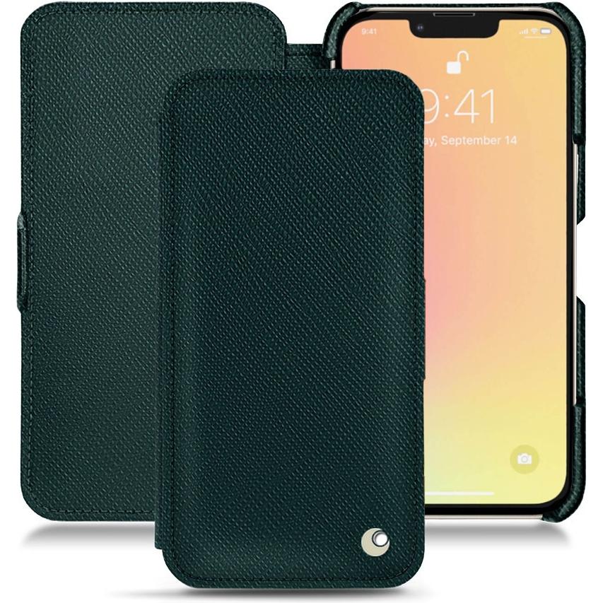 Noreve Lederschutzhülle horizontal (Apple iPhone 13 mini), Smartphone Hülle, Grün