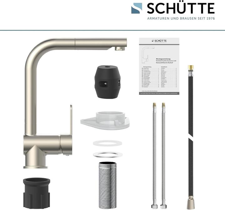 Actual product image Schütte Kitchen tap LONDON sink mixer stainless steel look Pull-out swivelling 79705