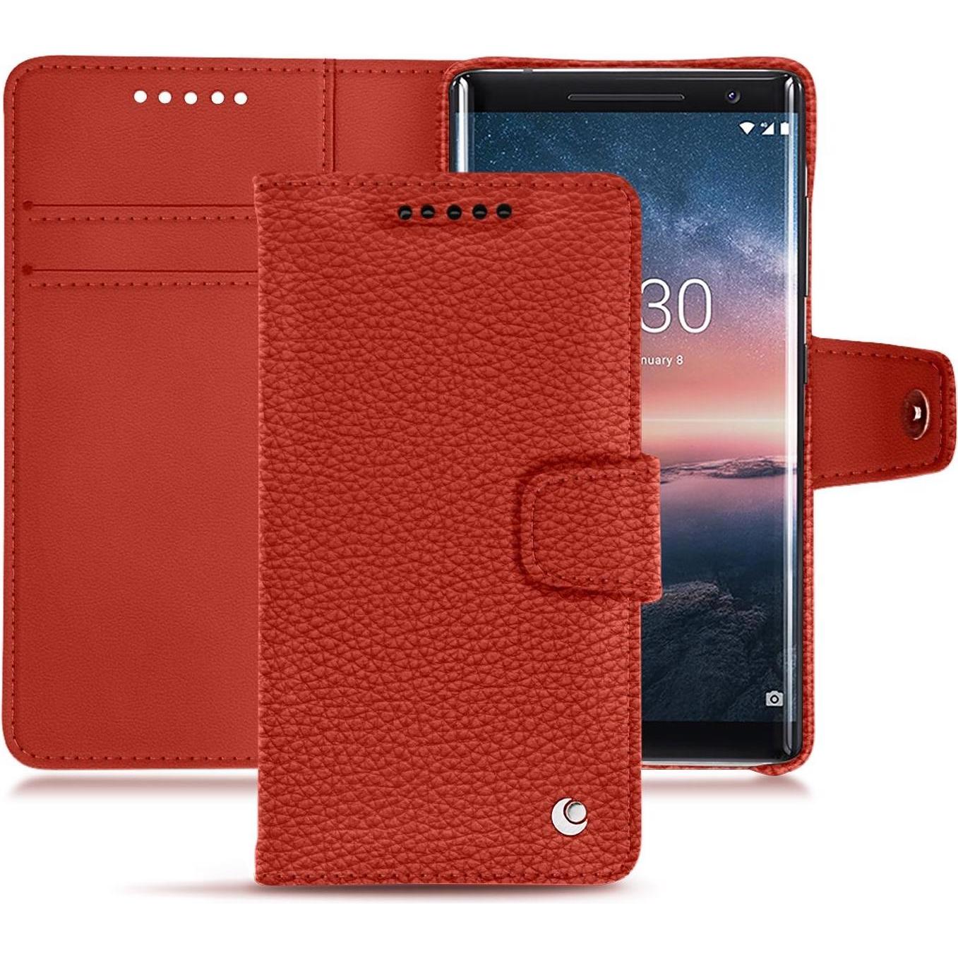 Noreve Lederschutzhülle Wallet (Nokia 8 Sirocco), Smartphone Hülle, Orange
