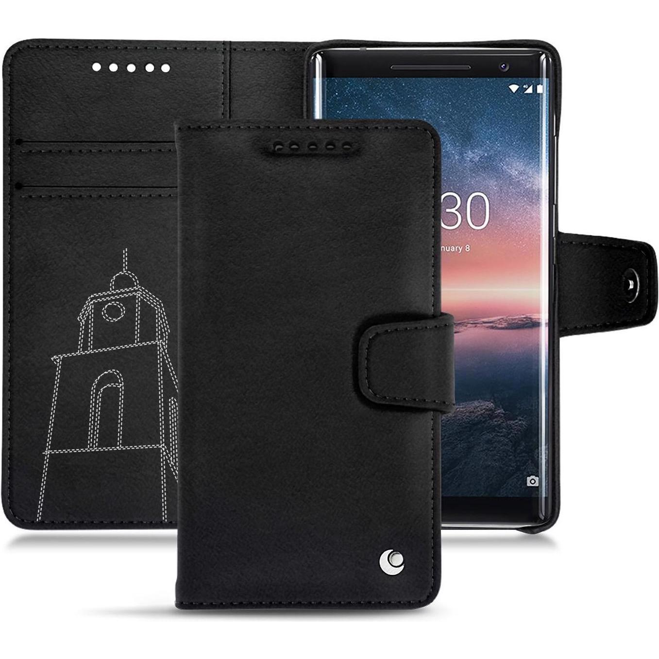 Noreve Lederschutzhülle Wallet (Nokia 8 Sirocco), Smartphone Hülle, Schwarz