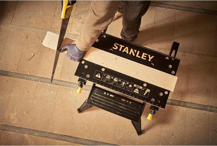 Actual product image Stanley Workmate with bamboo worktop and dual working height, loadable up to 250kg (50.50 cm, 78 cm)