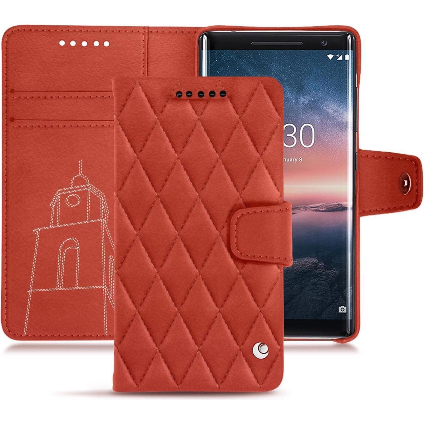 Noreve Lederschutzhülle Wallet (Nokia 8 Sirocco), Smartphone Hülle, Orange