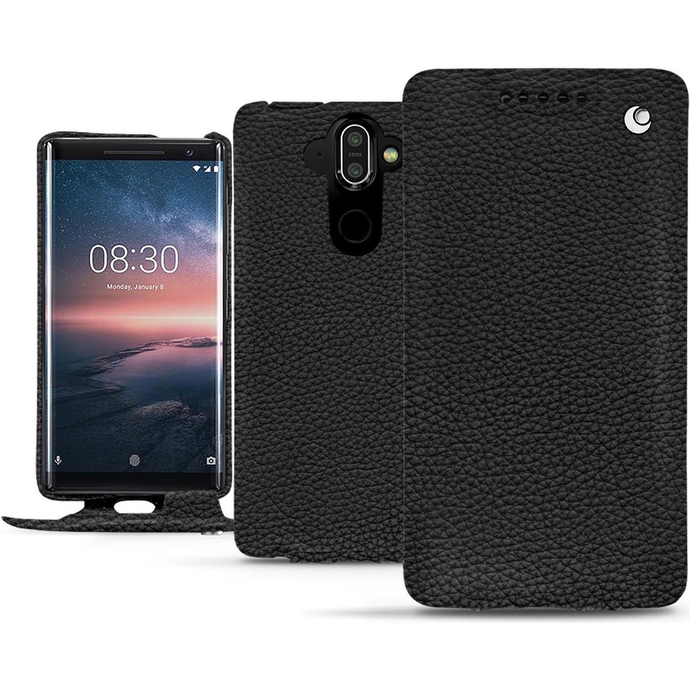 Noreve Lederschutzhülle vertikal (Nokia 8 Sirocco), Smartphone Hülle, Schwarz
