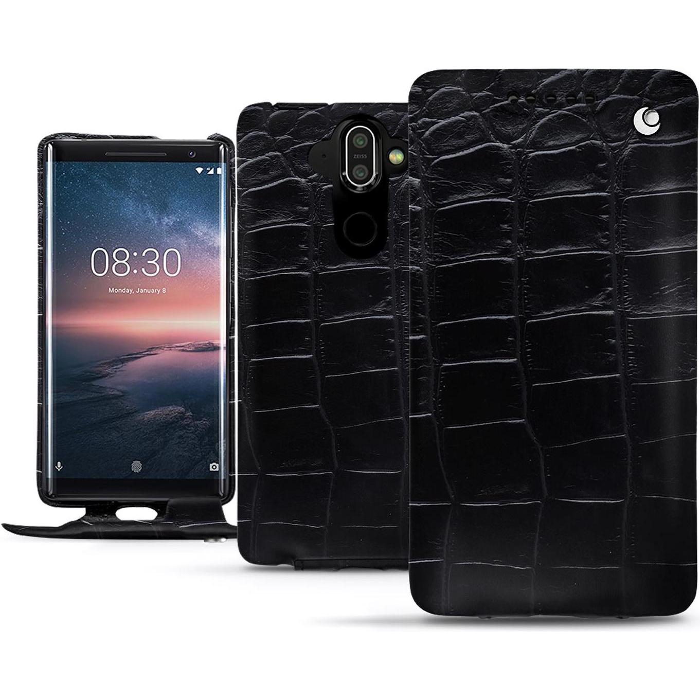 Thumbnail - Noreve Lederschutzhülle vertikal (Nokia 8 Sirocco), Smartphone Hülle, Schwarz