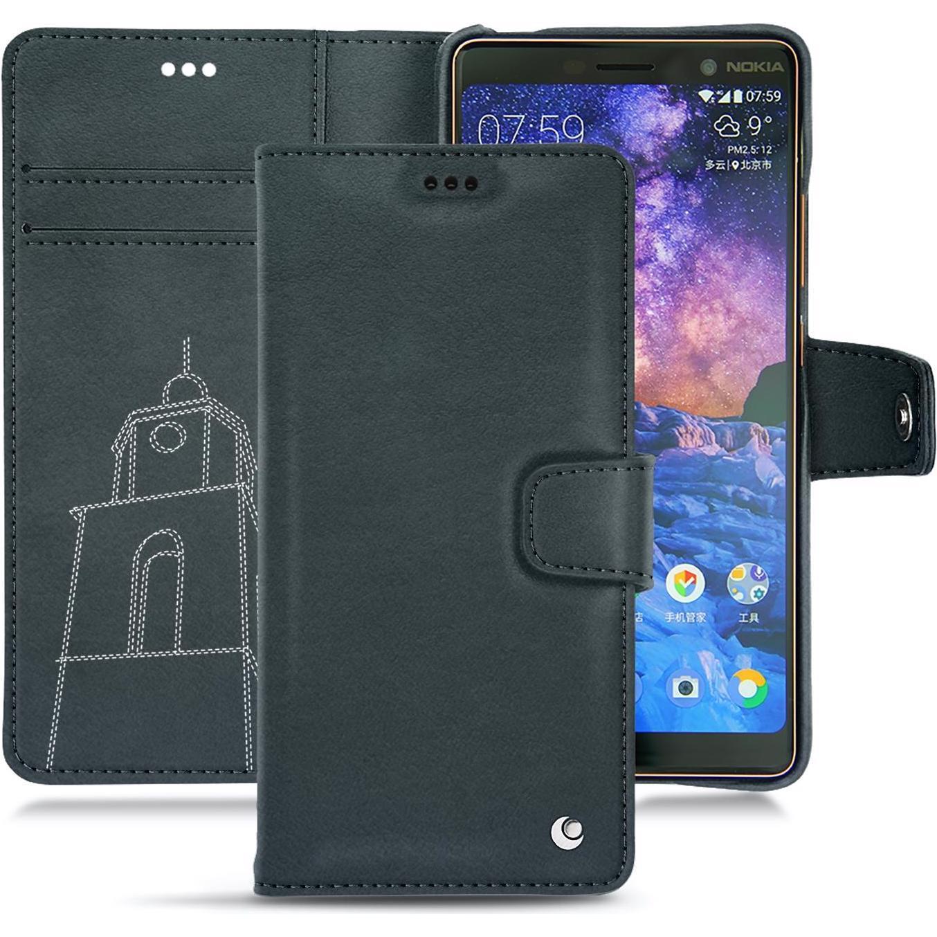Noreve Lederschutzhülle Wallet (Apple iPhone 7 Plus), Smartphone Hülle, Blau