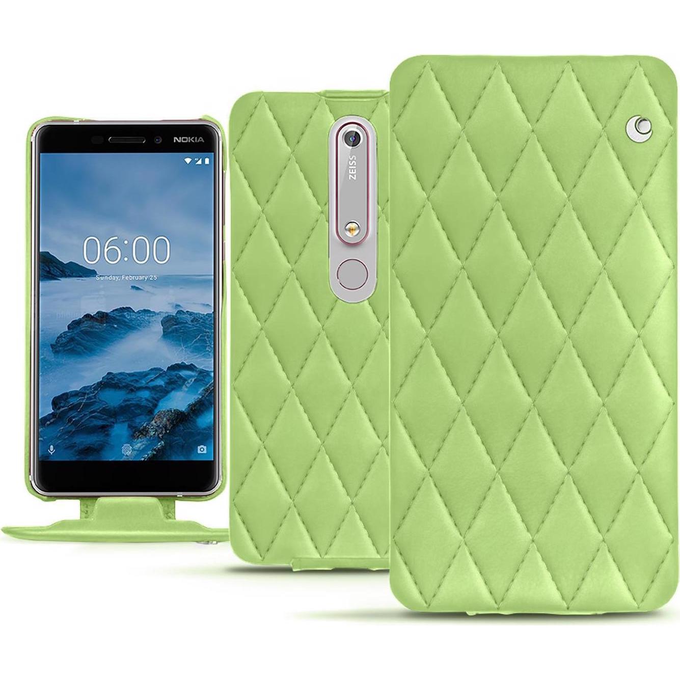 Noreve Lederschutzhülle vertikal (Nokia 6 (2018)), Smartphone Hülle, Grün