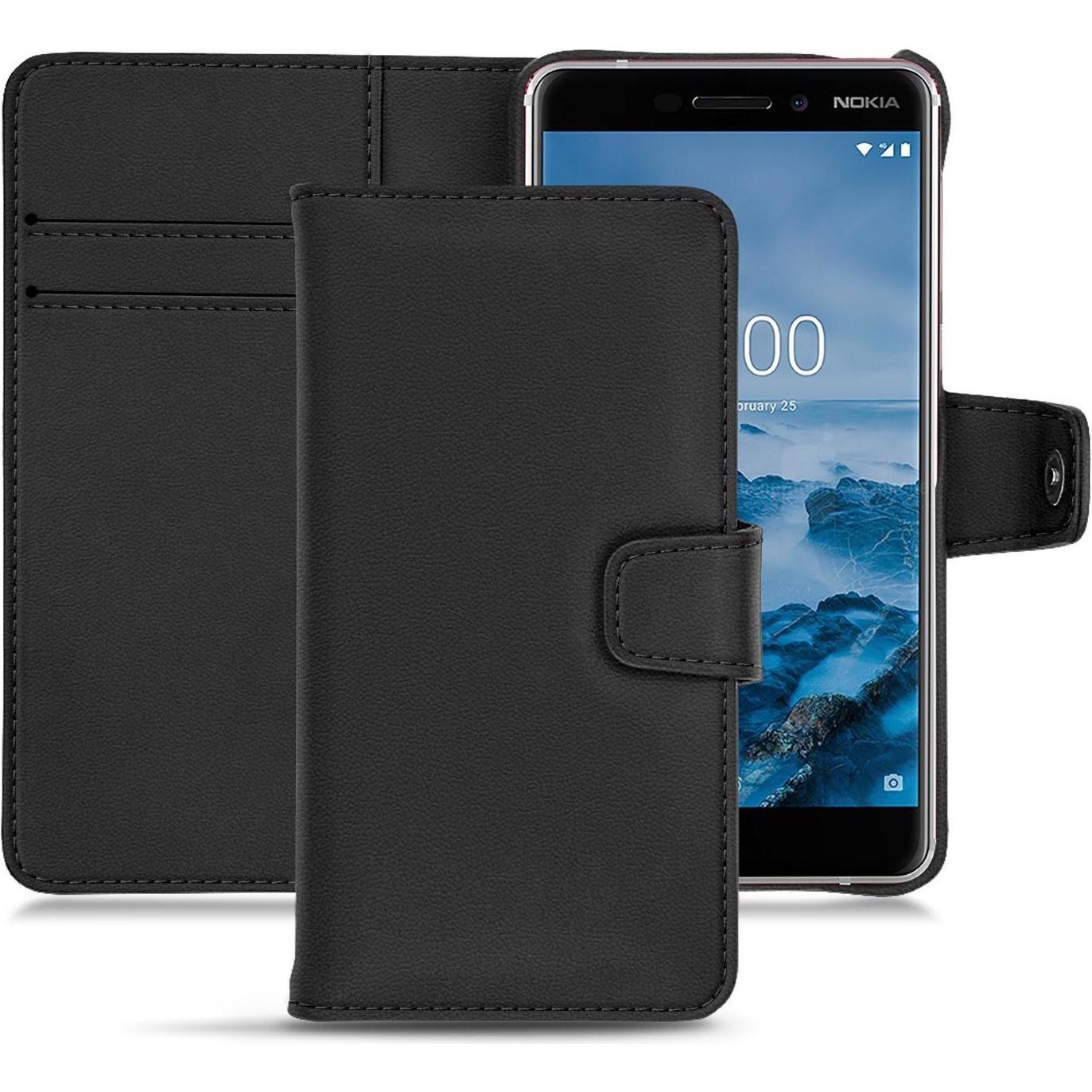 Noreve Lederschutzhülle Wallet (Nokia 6 (2018)), Smartphone Hülle, Schwarz