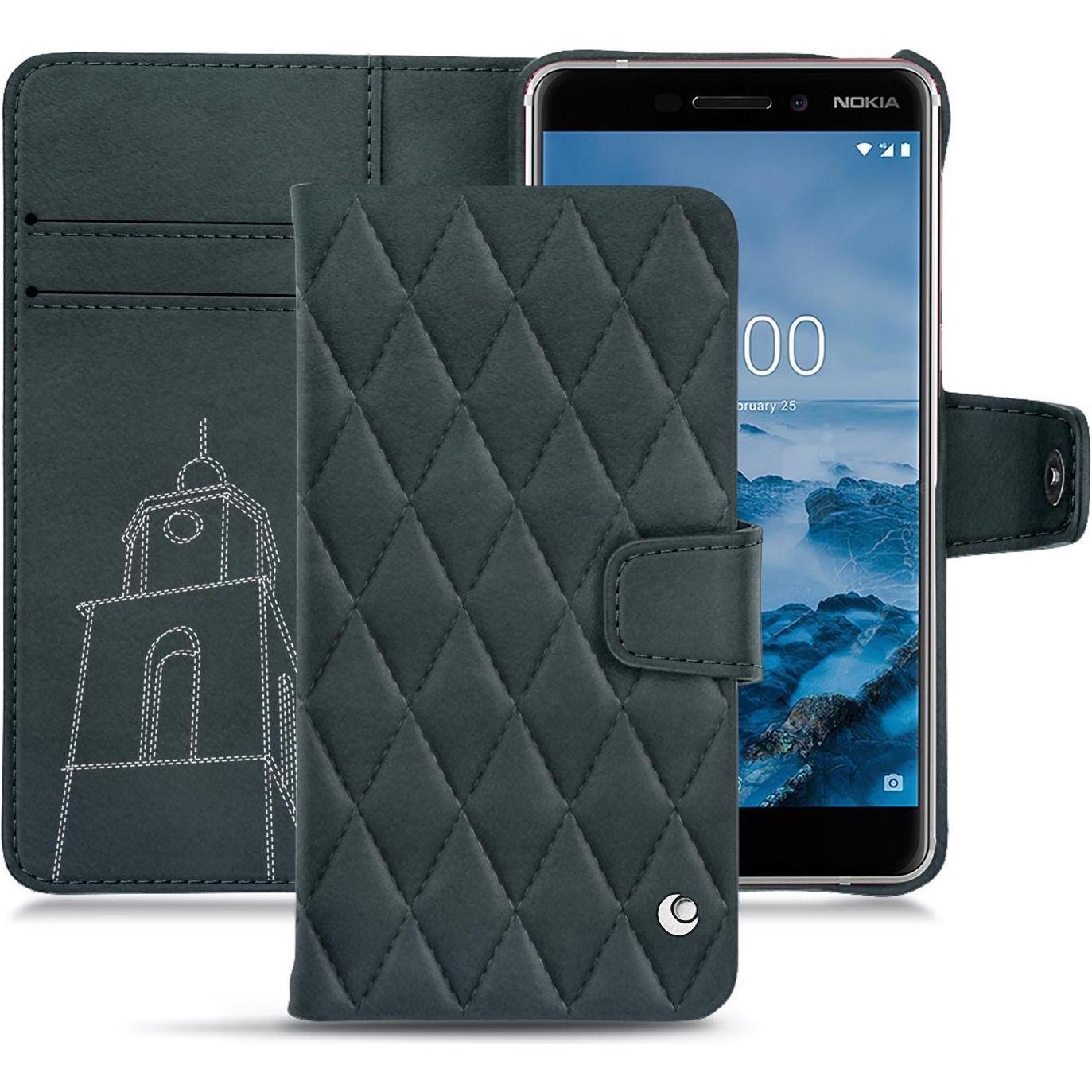 Noreve Lederschutzhülle Wallet (Nokia 6 (2018)), Smartphone Hülle, Blau
