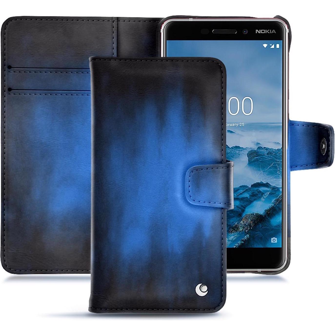 Noreve Lederschutzhülle Wallet (Nokia 6 (2018)), Smartphone Hülle, Blau