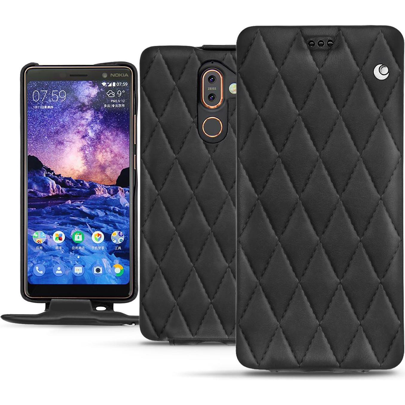 Noreve Lederschutzhülle vertikal (Apple iPhone 7 Plus), Smartphone Hülle, Schwarz