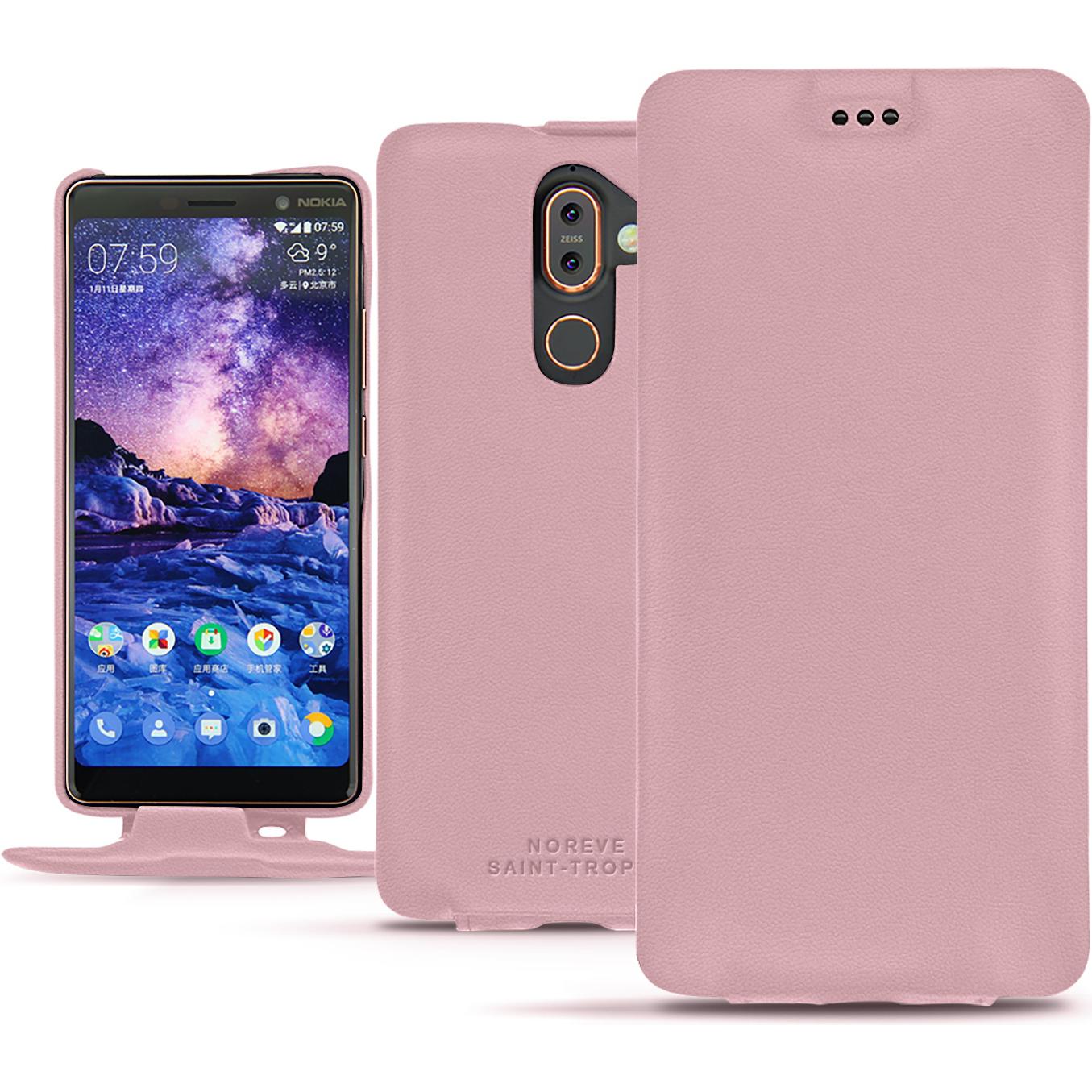 Noreve Lederschutzhülle vertikal (Apple iPhone 7 Plus), Smartphone Hülle, Rosa