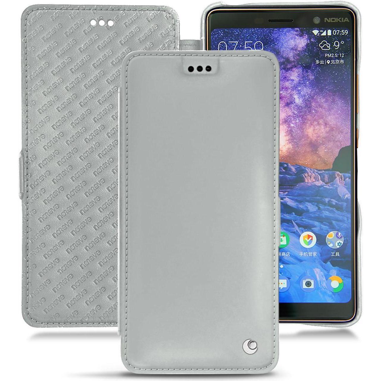 Noreve Lederschutzhülle horizontal (Apple iPhone 7 Plus), Smartphone Hülle, Grau