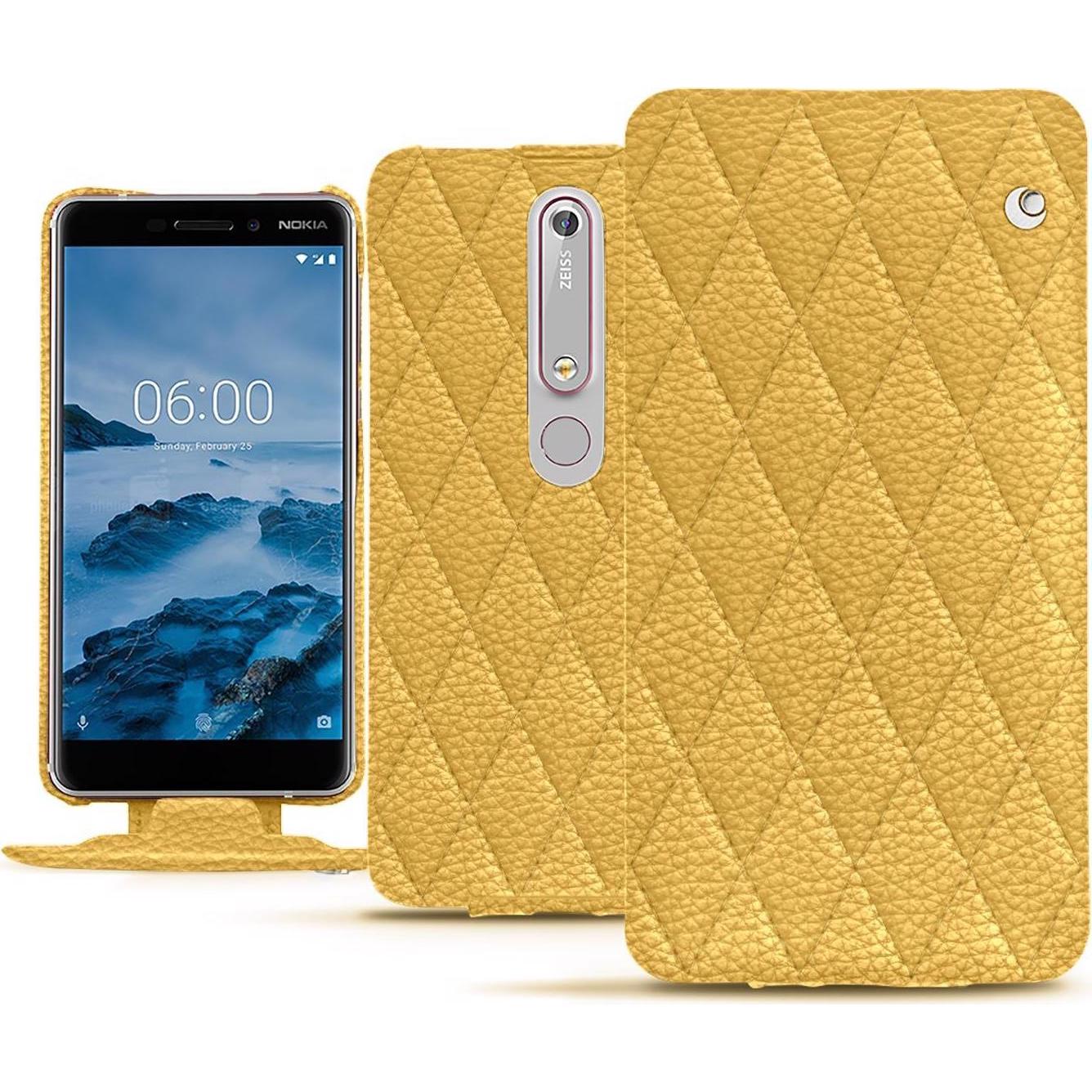 Noreve Lederschutzhülle vertikal (Nokia 6 (2018)), Smartphone Hülle, Orange