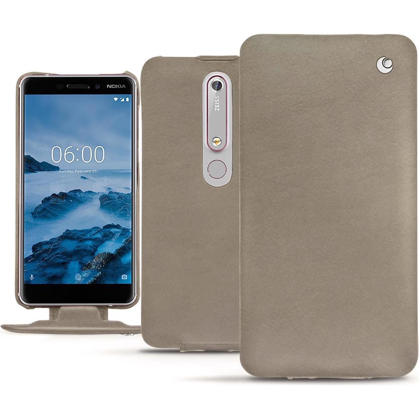 Thumbnail - Noreve Lederschutzhülle vertikal (Nokia 6 (2018)), Smartphone Hülle, Beige