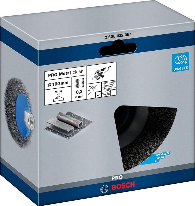 Actual product image Bosch Professional Zubehör PRO Metal clean tapered brush, 100 x 0.3 mm, thread