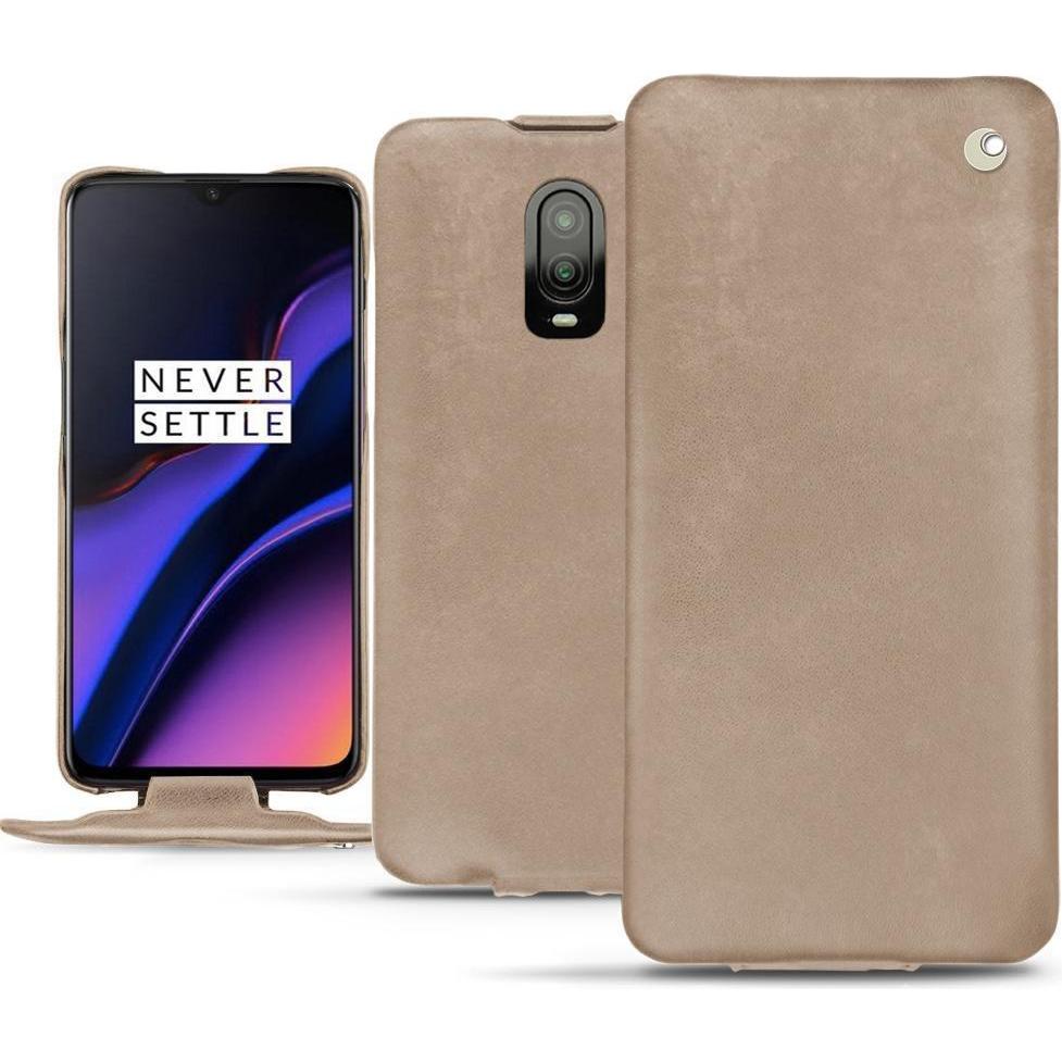 Noreve Lederschutzhülle vertikal (OnePlus 6T), Smartphone Hülle, Beige