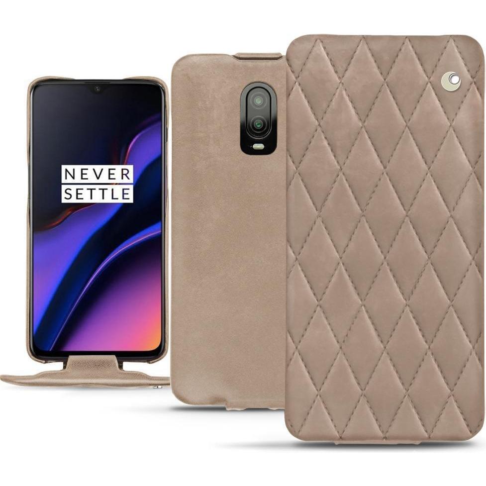 Noreve Lederschutzhülle vertikal (OnePlus 6T), Smartphone Hülle, Beige