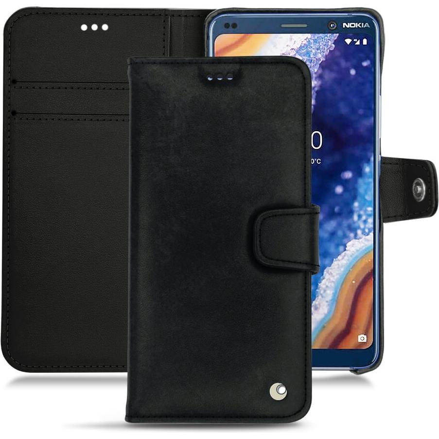 Noreve Lederschutzhülle Wallet (Nokia 9 PureView), Smartphone Hülle, Schwarz