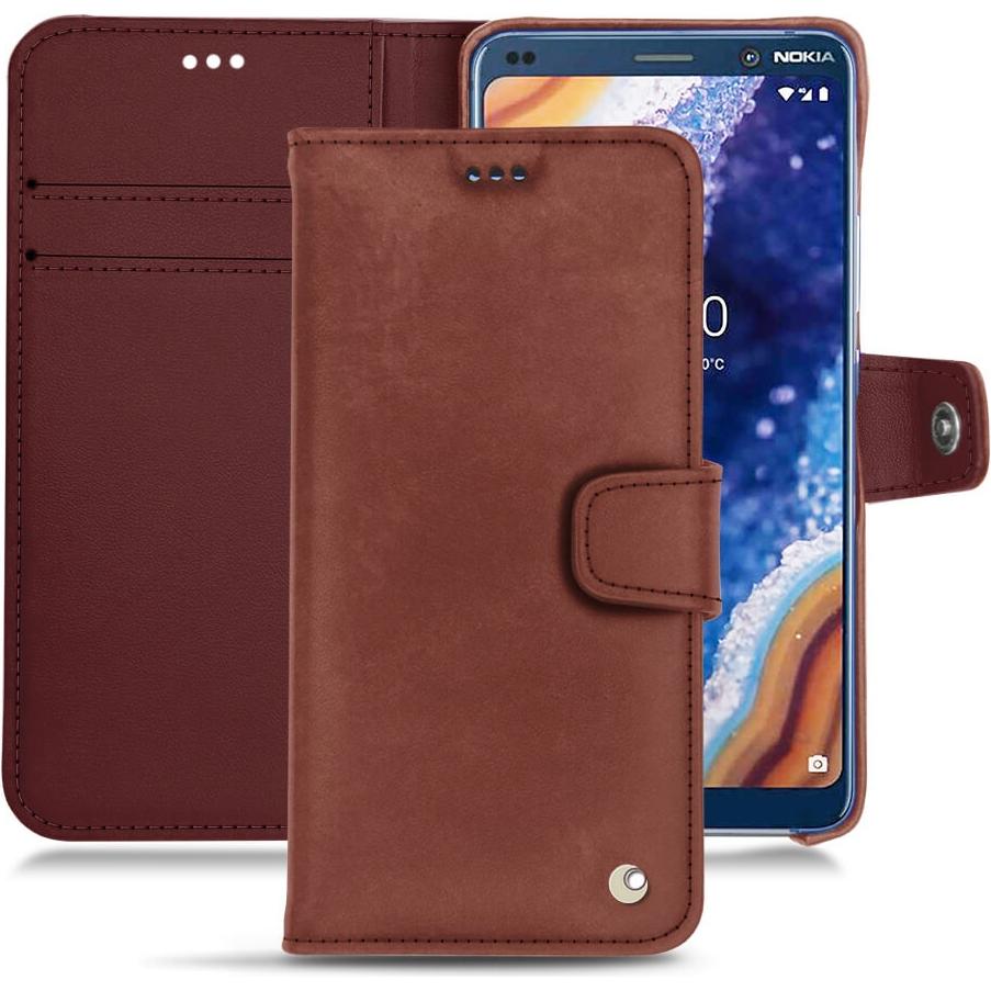 Noreve Lederschutzhülle Wallet (Nokia 9 PureView), Smartphone Hülle, Rot