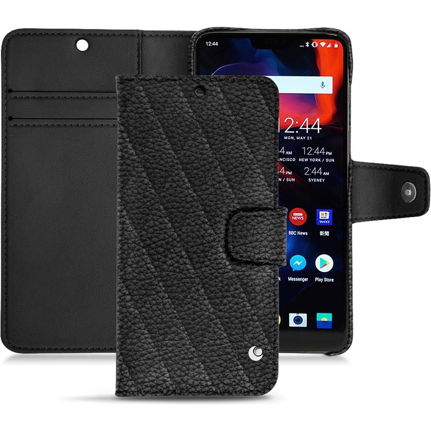 Noreve Lederschutzhülle Wallet (OnePlus 6), Smartphone Hülle, Schwarz