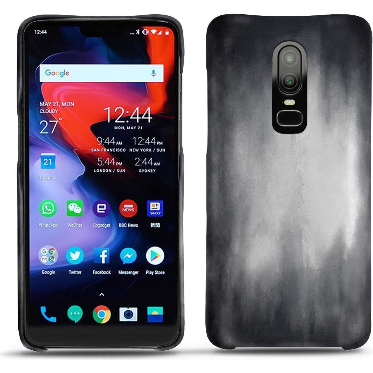 Noreve Lederschutzhülle (OnePlus 6), Smartphone Hülle, Grau